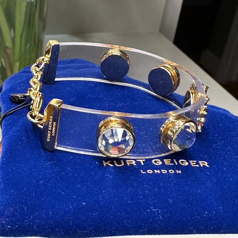 Kurt Geiger Gold and Clear Evil Eye Bracelet - Picture 3 of 5